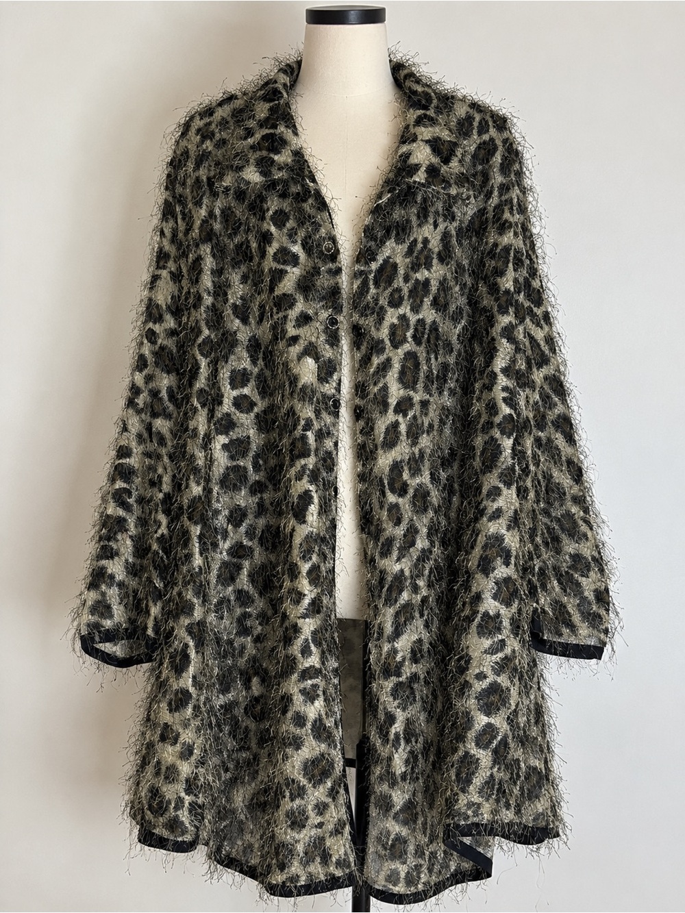Vintage Leopard Fuzzy Sheer Duster Coat One Size Made in Korea